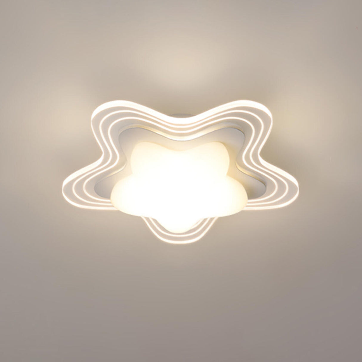 Corridor Mini White Round Wave Flush Mount Ceiling Lamp Image - 2