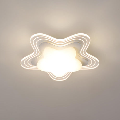 Corridor Mini White Round Wave Flush Mount Ceiling Lamp Image - 2