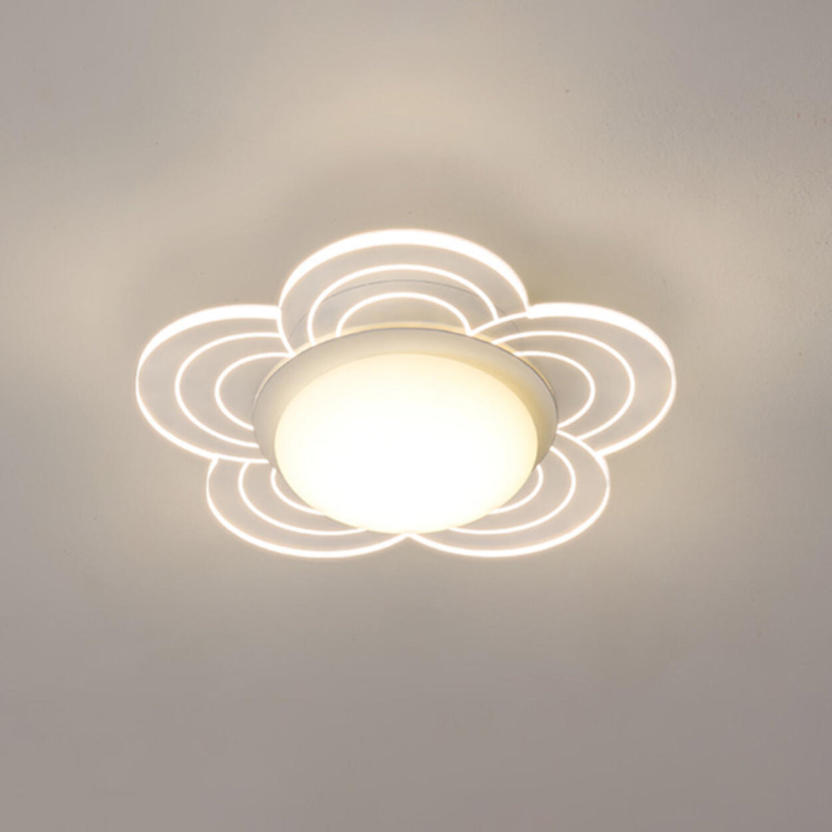 Corridor Mini White Round Wave Flush Mount Ceiling Lamp Image - 3