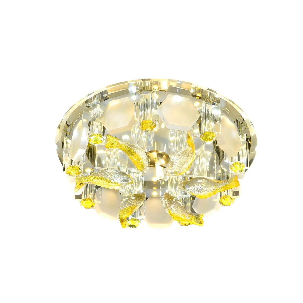Corridor Yellow Fish Crystal LED Flush Mount Light Image - 3