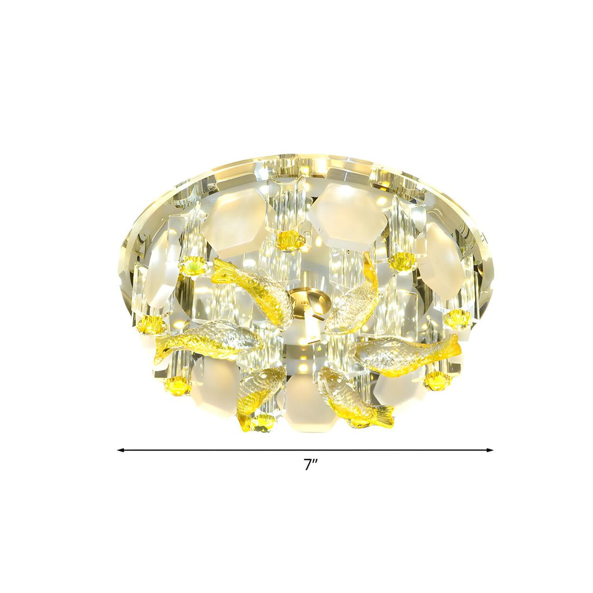 Corridor Yellow Fish Crystal LED Flush Mount Light Image - 4
