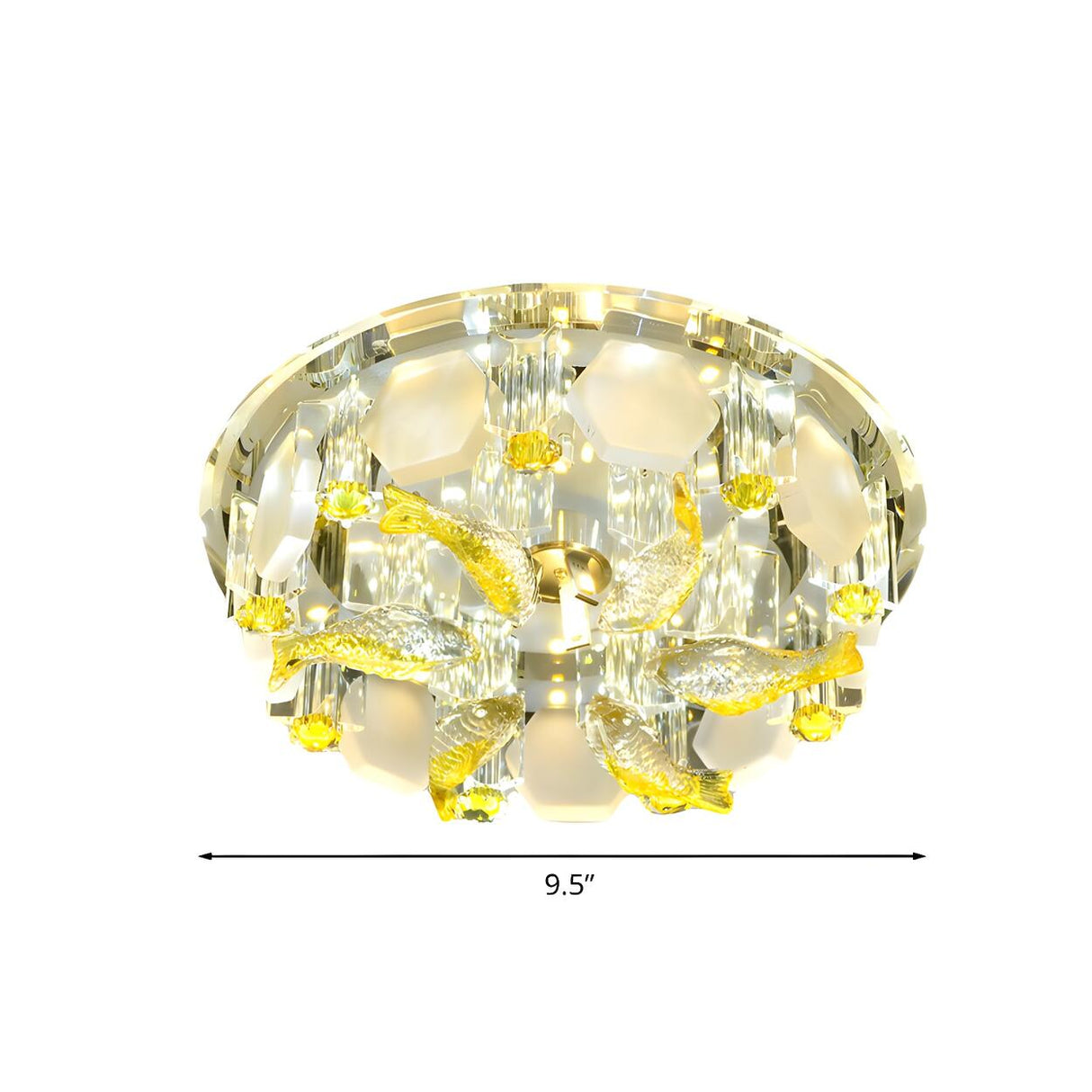 Corridor Yellow Fish Crystal LED Flush Mount Light Image - 5