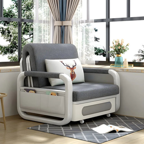 Cotton Blend Cushion Back Tight Seat Sleeper Sofa Image - 2