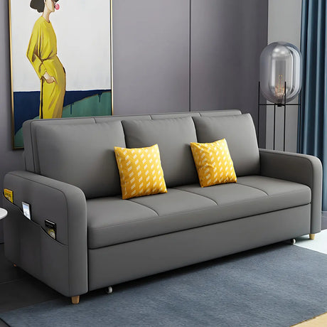 Cotton Blend Square Arm Pillow Back Sleeper Sofa Image - 1