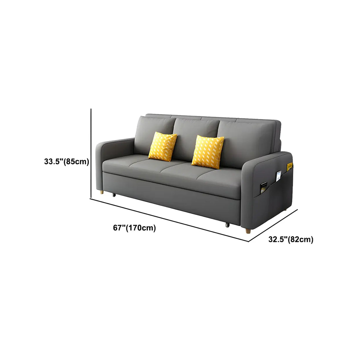 Cotton Blend Square Arm Pillow Back Sleeper Sofa Image - 13
