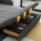 Cotton Blend Square Arm Pillow Back Sleeper Sofa Image - 6