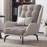 Cotton Linen Biscuit Back Flared Arm Tufted Accent Chair Image - 16
