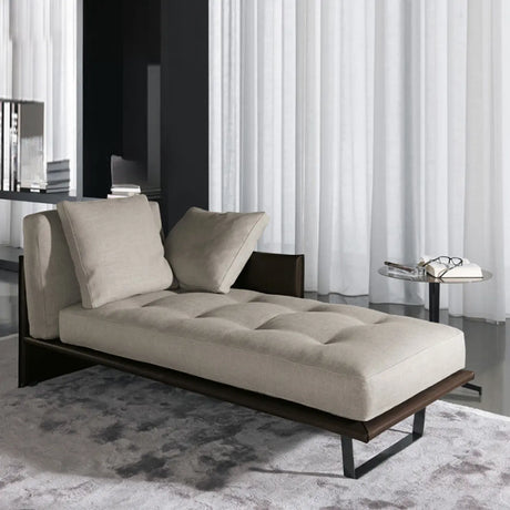 Cotton Linen Fabric Reclining Tufted Left-Arm Chaise Image - 1