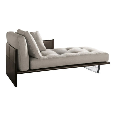 Cotton Linen Fabric Reclining Tufted Left-Arm Chaise Image - 2