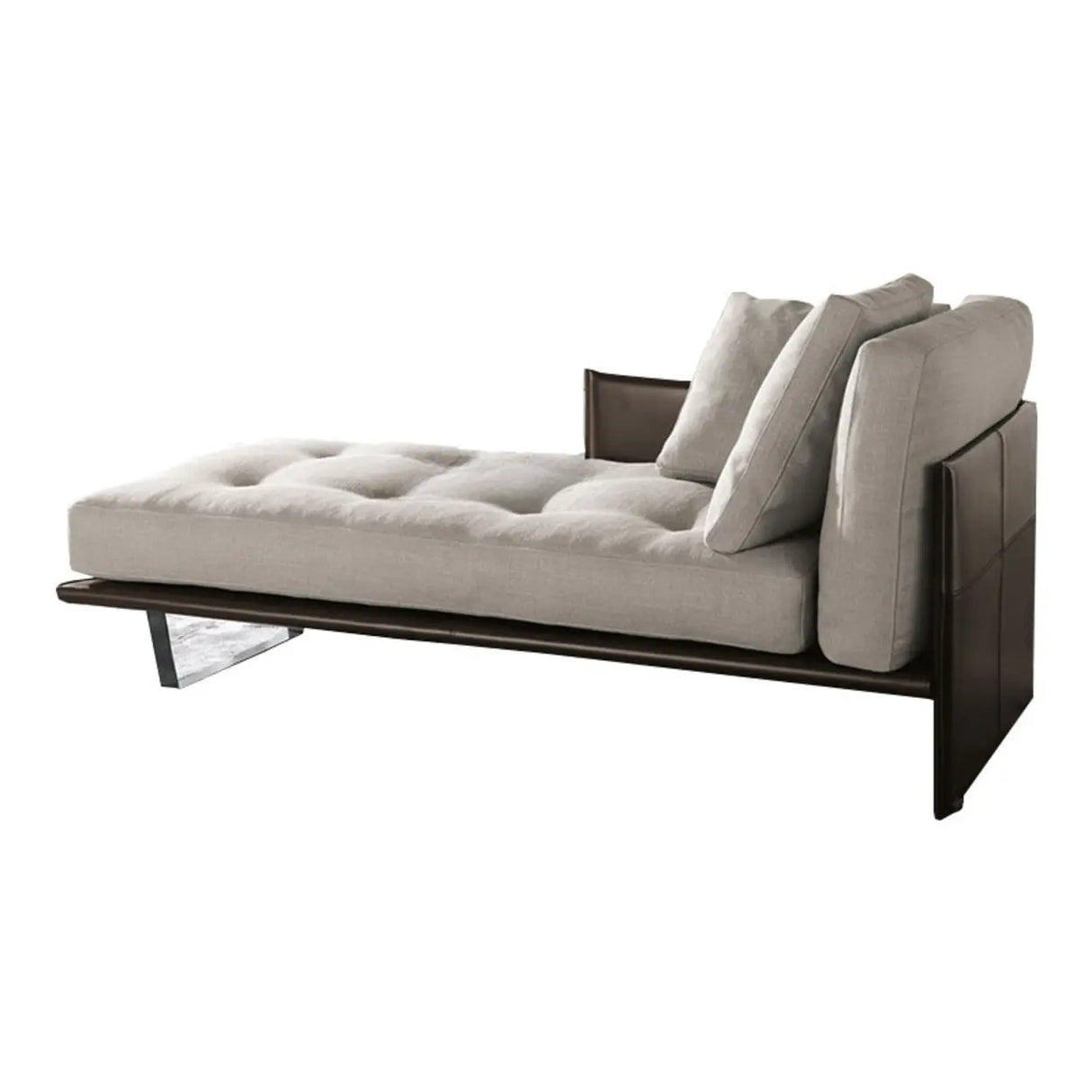Cotton Linen Fabric Reclining Tufted Left-Arm Chaise Image - 3