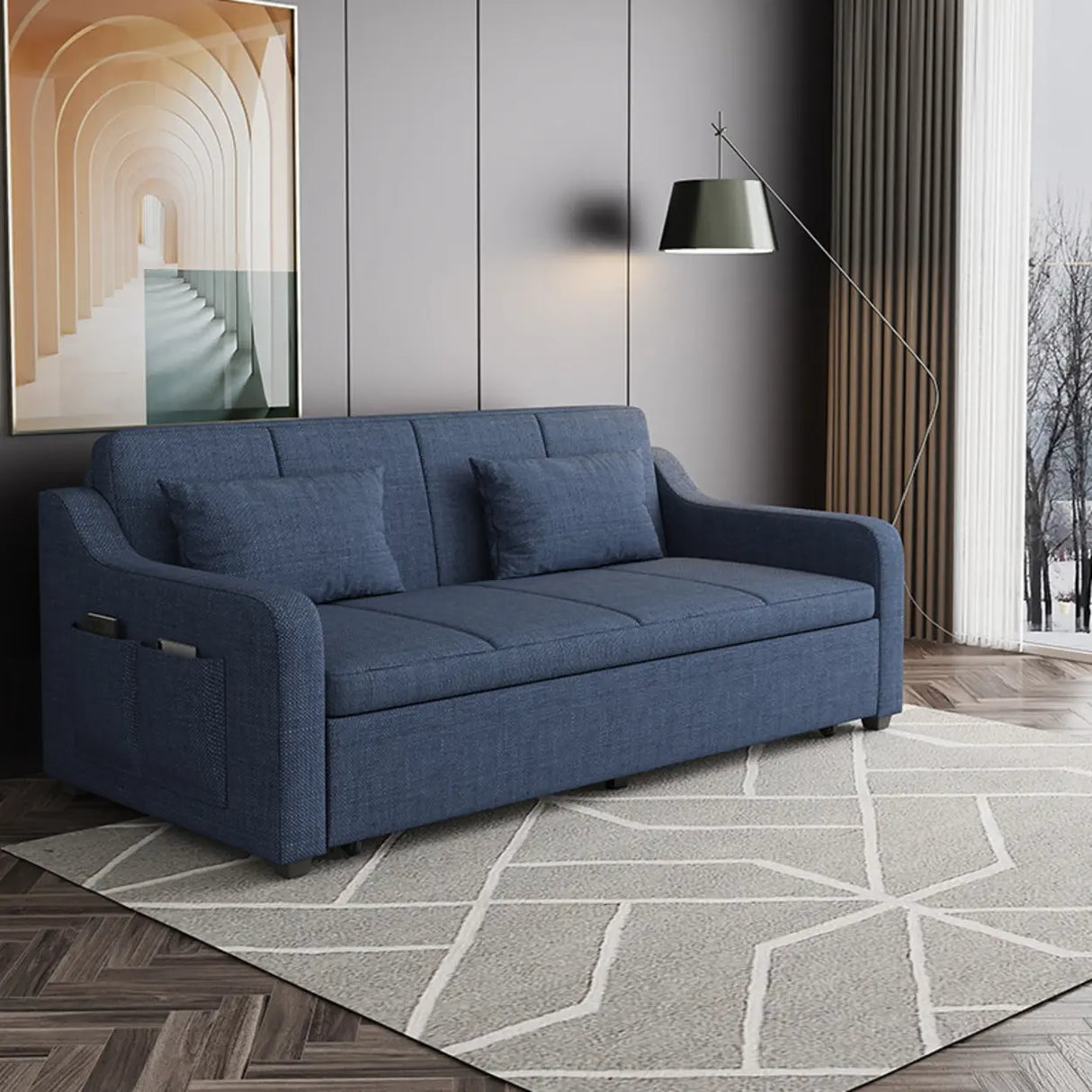 Cotton Linen Foam Fill Sofa Bed with Hidden Storage Image - 12