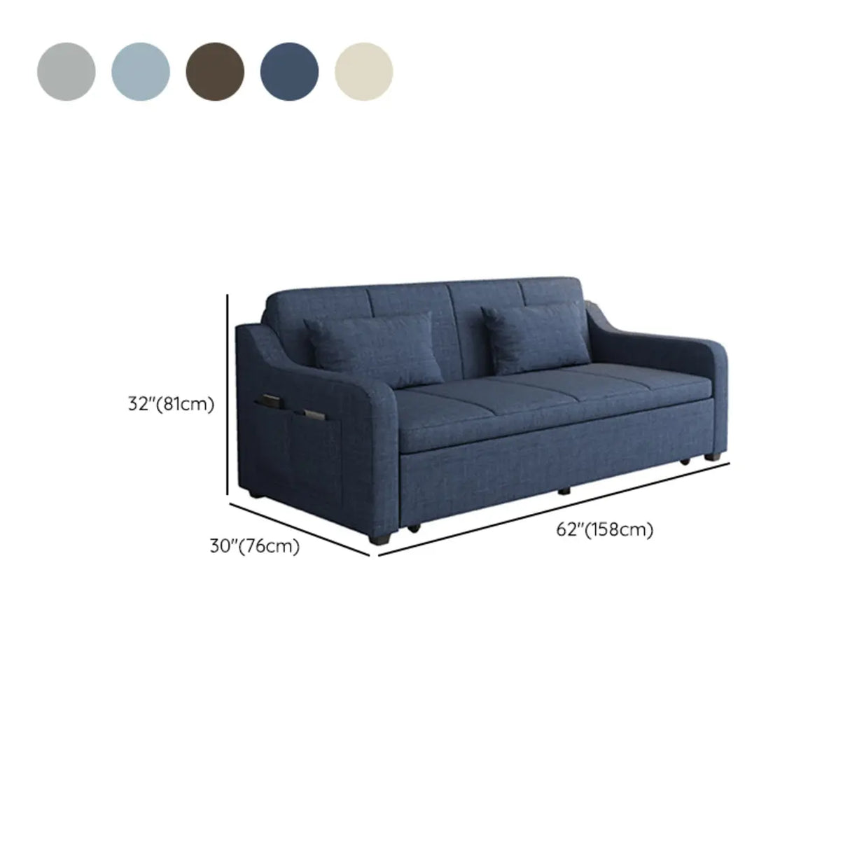 Cotton Linen Foam Fill Sofa Bed with Hidden Storage 