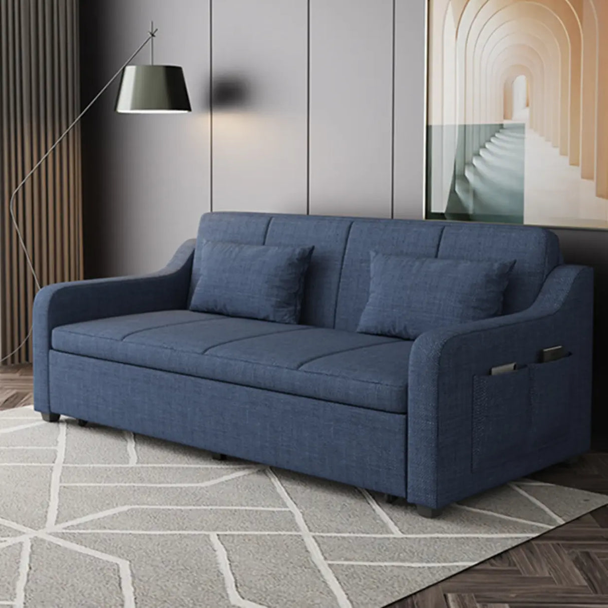 Cotton Linen Foam Fill Sofa Bed with Hidden Storage Image - 4
