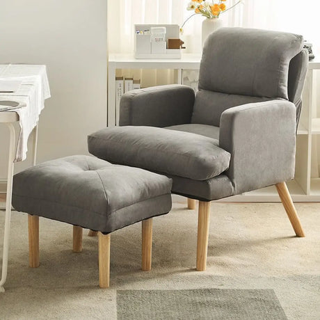 Cotton Linen Sewn Pillow Back Reclining Lounge Chair Image - 1