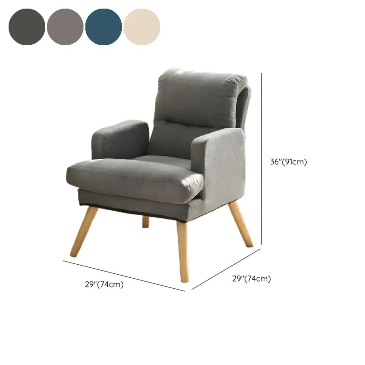 Cotton Linen Sewn Pillow Back Reclining Lounge Chair 