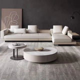 Cotton Linen Square Arm L-Shape Right Sofa Chaise Image - 1