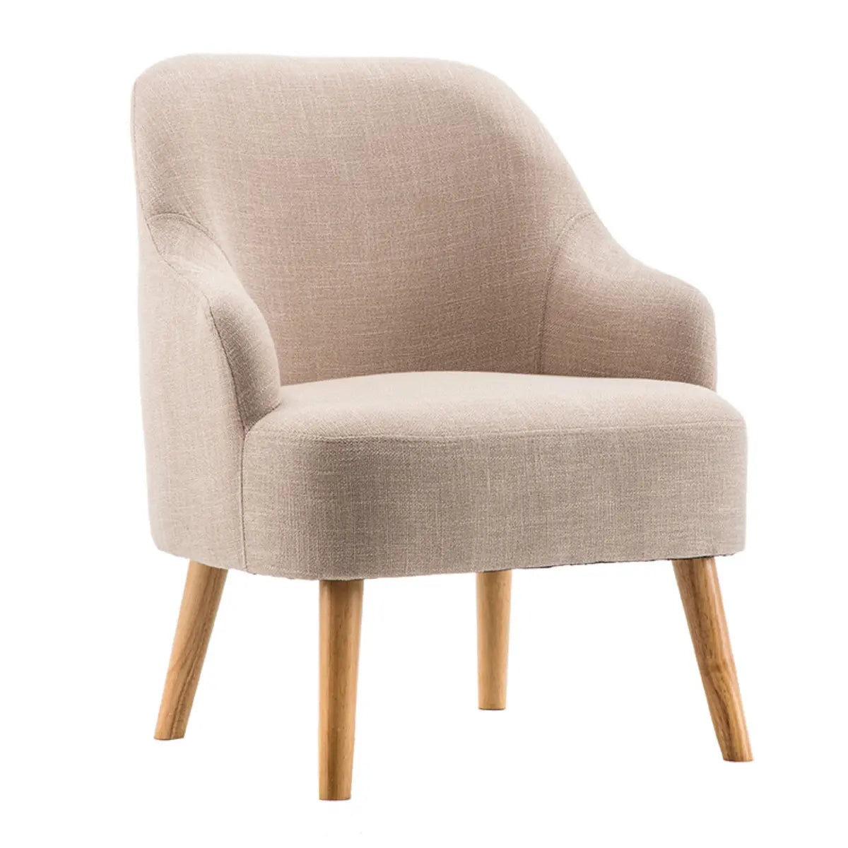 Cotton Linen Tight Back Four Wooden Legs Arm Chair Image - 5