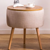 Cotton Linen Tight Back Four Wooden Legs Arm Chair Image - 8