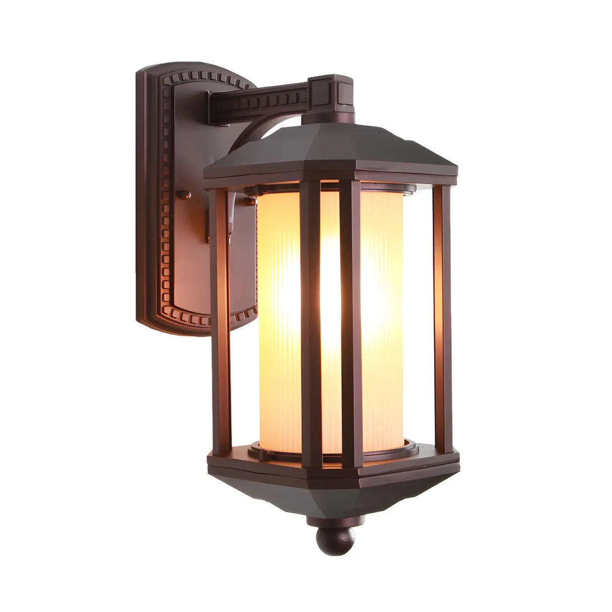 Country Cylinder Frosted Glass External LED Wall Lamp Image - 3