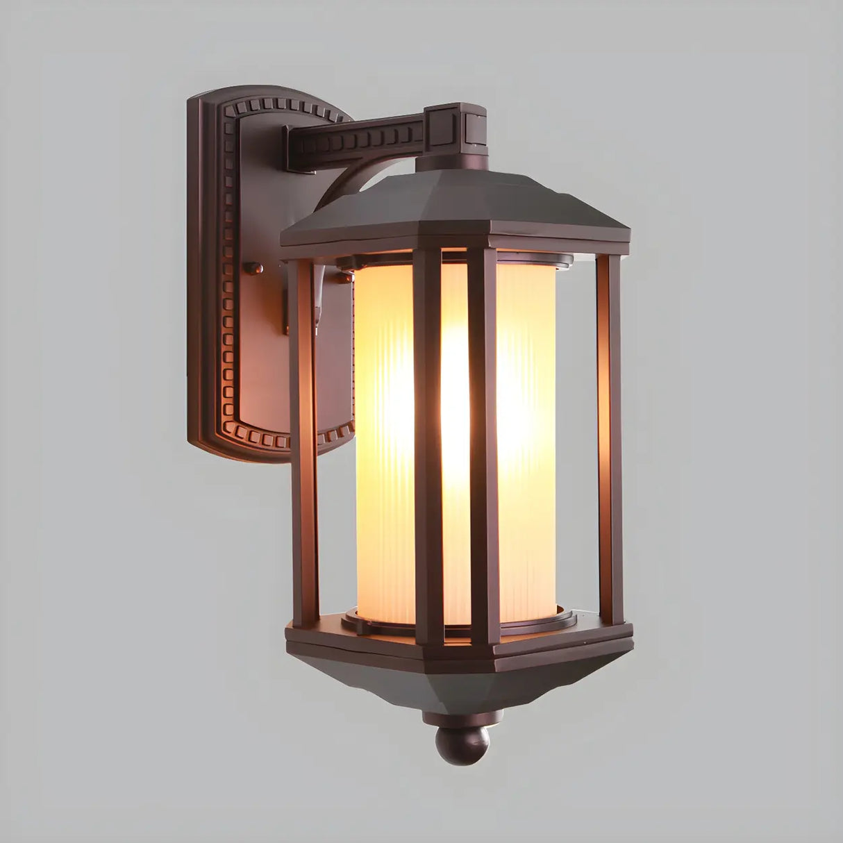 Country Cylinder Frosted Glass External LED Wall Lamp Image - 4