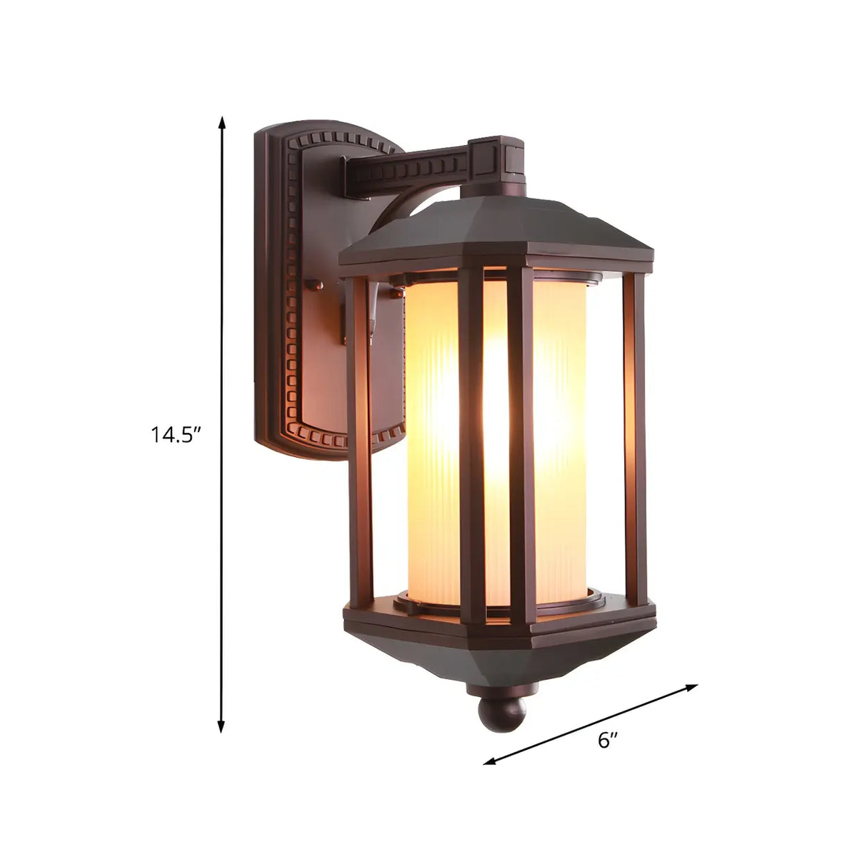 Country Cylinder Frosted Glass External LED Wall Lamp 
