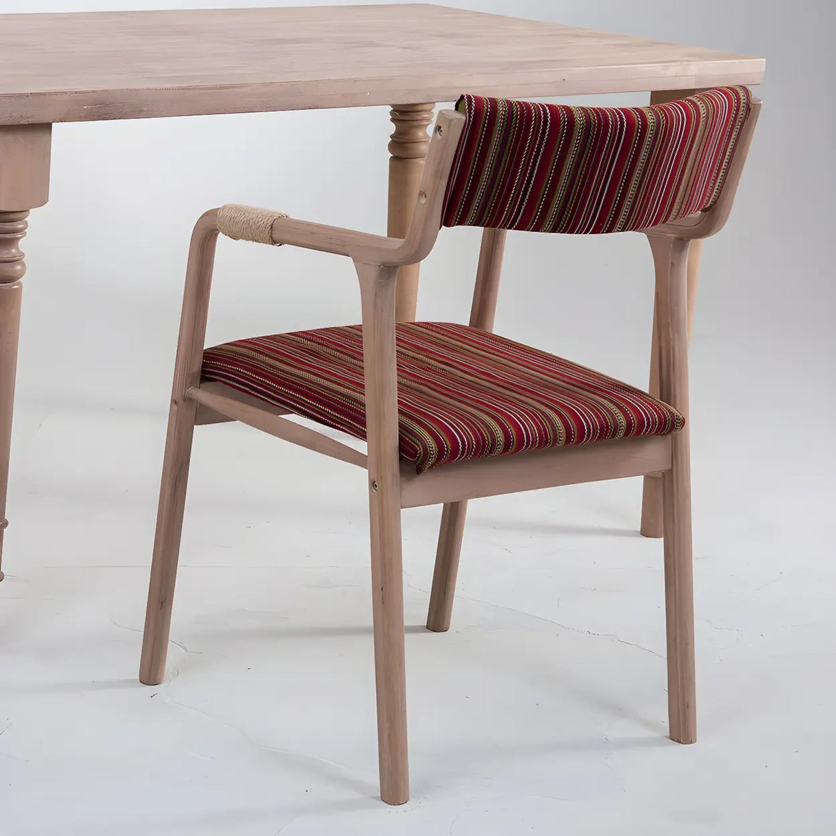 Country Distressed Finish Wooden Dining Arm Chair Image - 2
