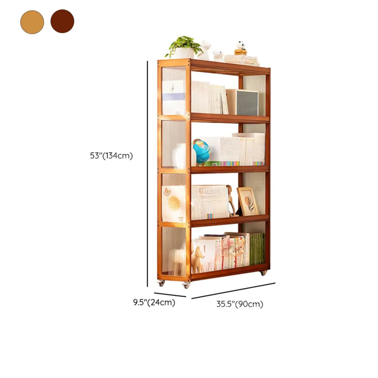 Country Style Bamboo Brown Storage Rack Open Bookshelf 