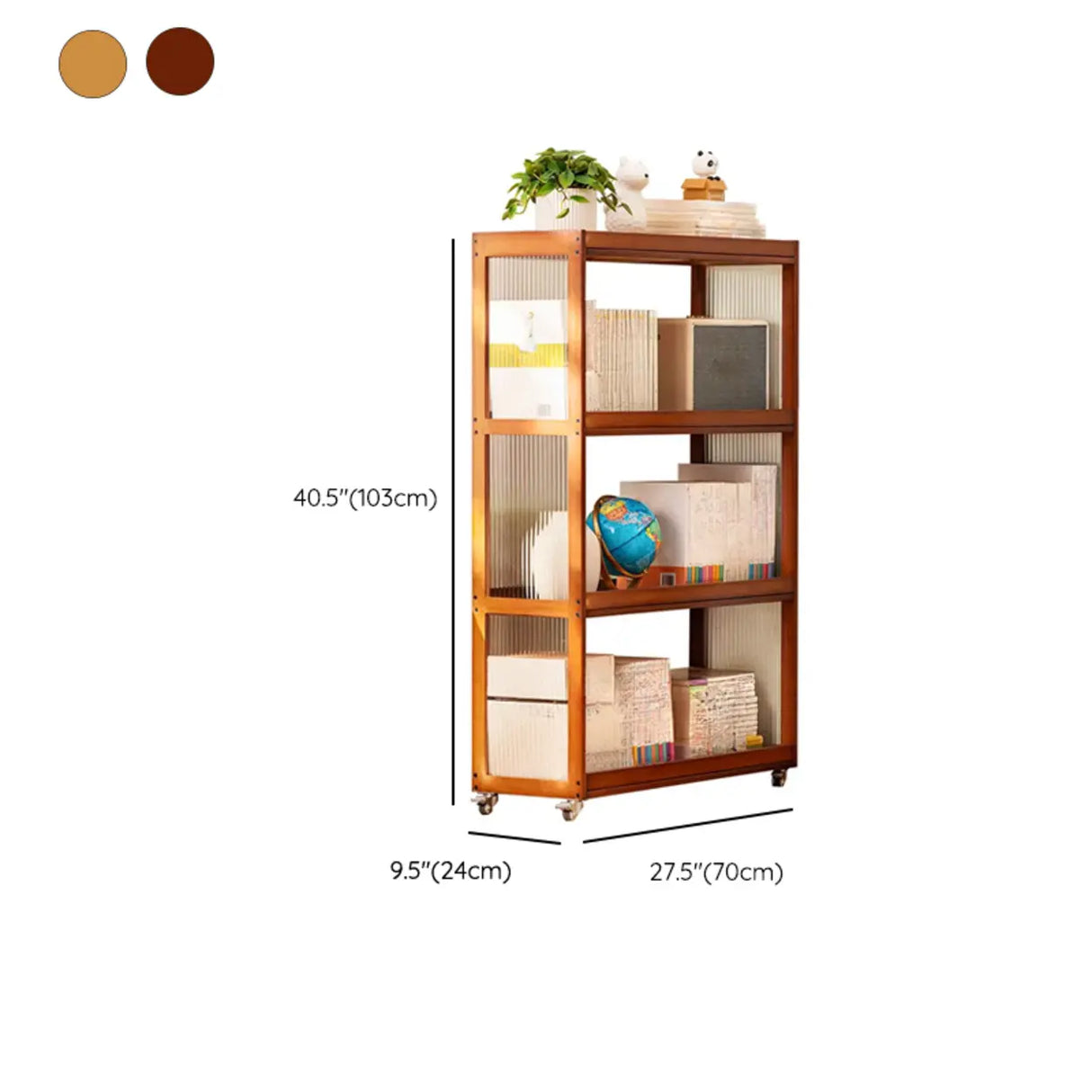 Country Style Bamboo Brown Storage Rack Open Bookshelf Image - 17