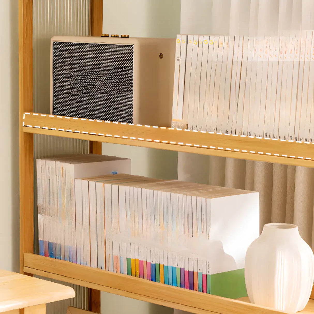 Country Style Bamboo Brown Storage Rack Open Bookshelf Image - 8