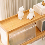 Country Style Bamboo Brown Storage Rack Open Bookshelf Image - 9
