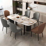 Cozy Curved Upholstered Faux Leather Dining Chair Orange Image - 4