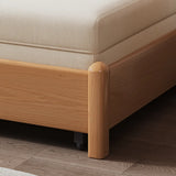 Cozy White Twin Size Natural Wood Armless Futon Sofa Bed Image - 4