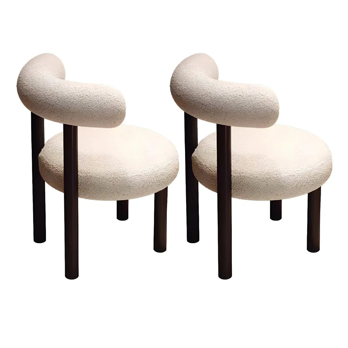Cream Circular Upholstered Metal Vanity Stool with Arc Back Image - 13