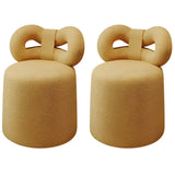Cream Drum Upholstered Bow Back Swivel Vanity Stool Image - 19