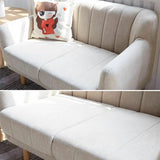 Cream Gray Cotton Linen Sewn Pillow Back Loveseat Image - 12