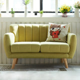 Cream Gray Cotton Linen Sewn Pillow Back Loveseat Image - 2