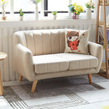 Cream Gray Cotton Linen Sewn Pillow Back Loveseat Image - 4