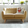 Cream Gray Cotton Linen Sewn Pillow Back Loveseat Image - 5