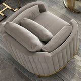 Cream Gray Scratch Resistant Flannel Fabric Arm Chair Image - 1