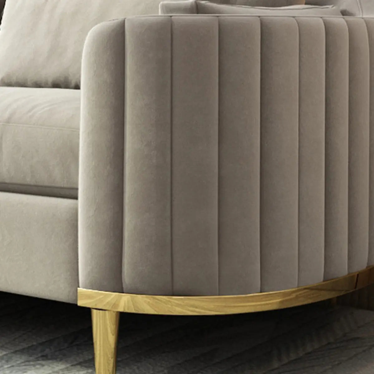 Cream Gray Scratch Resistant Flannel Fabric Arm Chair Image - 10