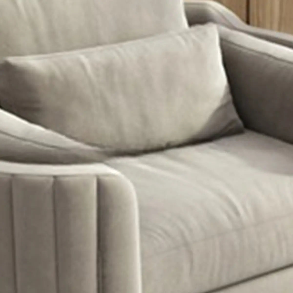 Cream Gray Scratch Resistant Flannel Fabric Arm Chair Image - 15