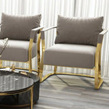 Cream Gray Scratch Resistant Flannel Fabric Arm Chair Image - 4