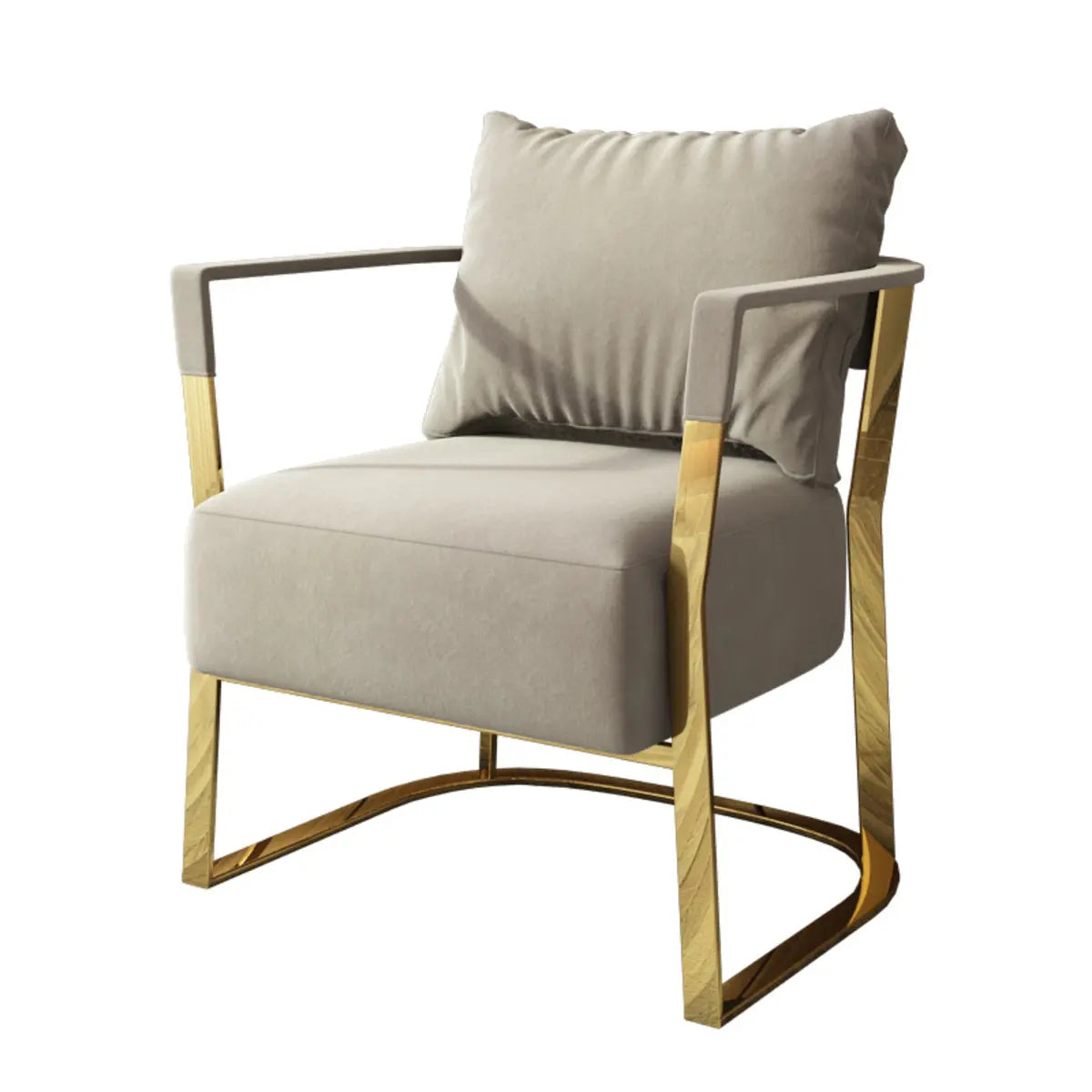 Cream Gray Scratch Resistant Flannel Fabric Arm Chair Image - 9