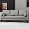 Cream Gray Scratch Resistant Leather Wood Frame Sofa Image - 5