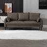Cream Gray Scratch Resistant Leather Wood Frame Sofa Image - 6