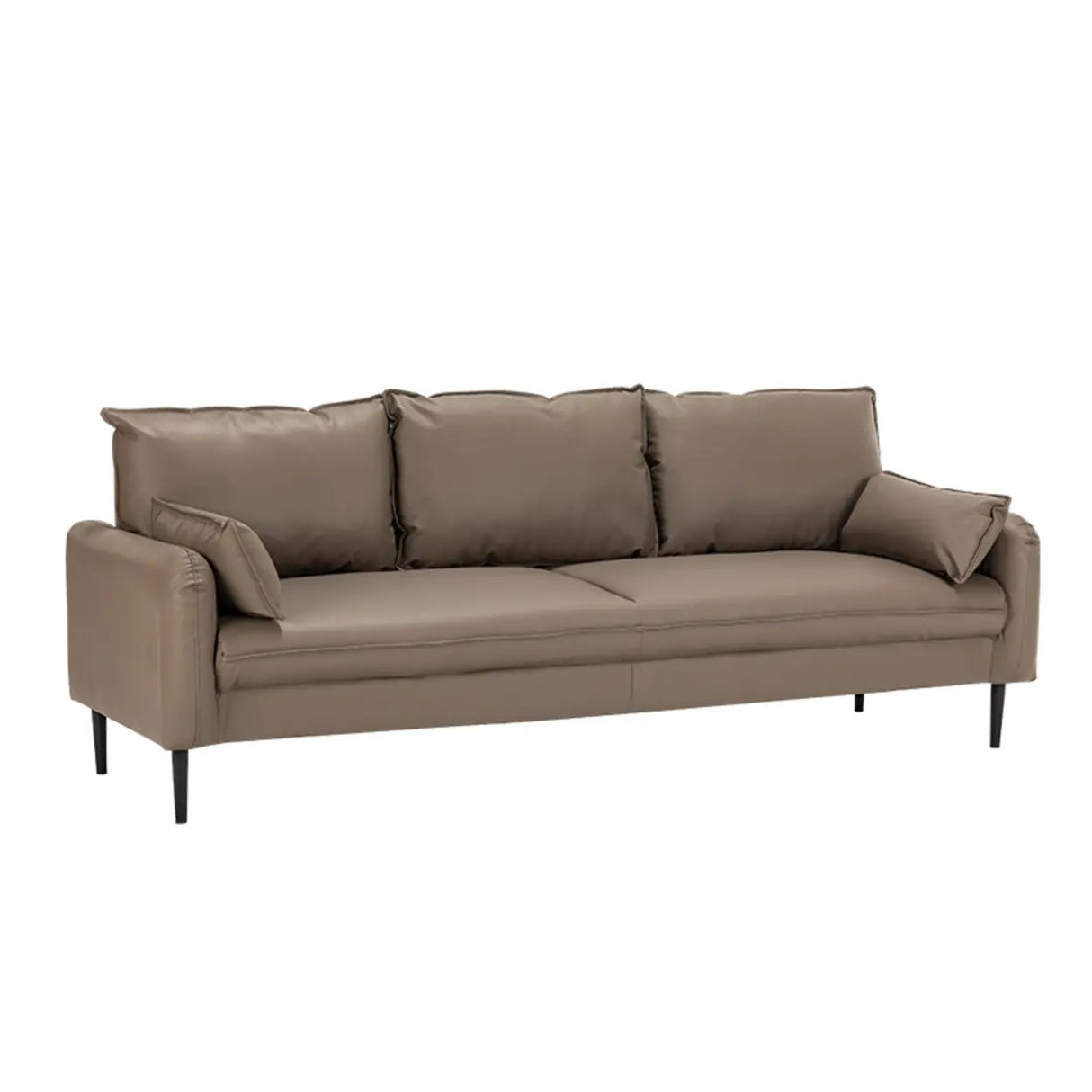 Cream Gray Scratch Resistant Leather Wood Frame Sofa Image - 8