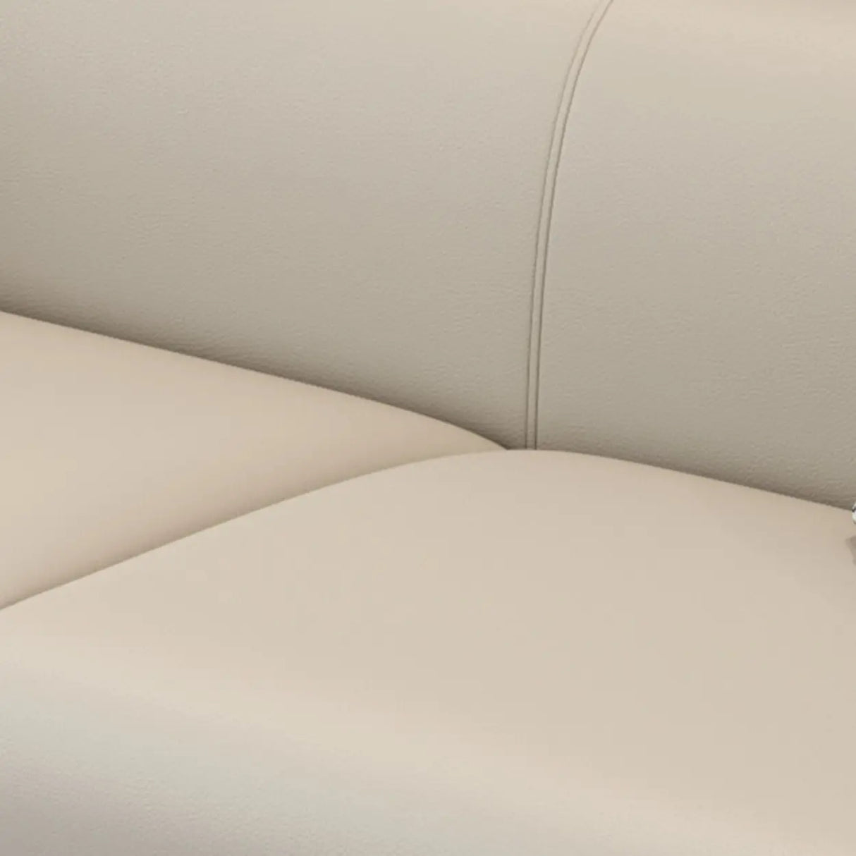 Cream Gray Stain Resistant Leather Square Arm Loveseat Image - 14