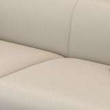 Cream Gray Stain Resistant Leather Square Arm Loveseat Image - 14