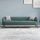 Cream Gray Stain Resistant Leather Square Arm Loveseat Image - 15