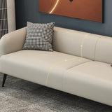 Cream Gray Stain Resistant Leather Square Arm Loveseat Image - 17